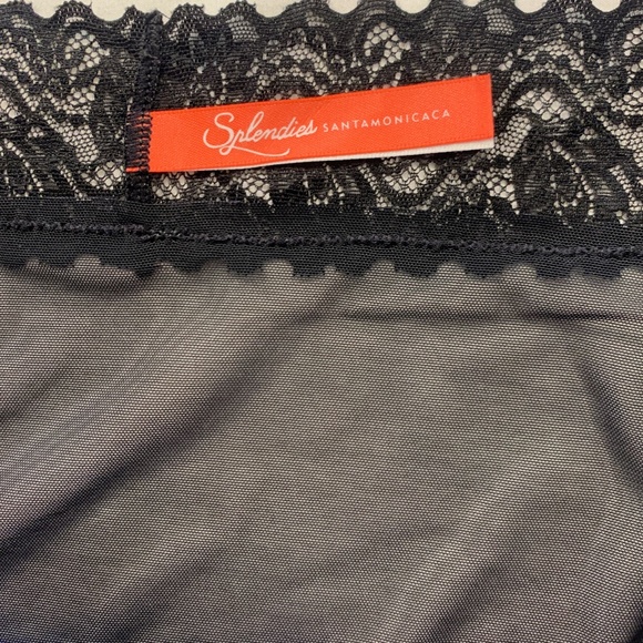 SOLD - Splendies Size 4X Royal Lace Bikini Panties Cobalt Blue Satin Black Mesh - Picture 5 of 9